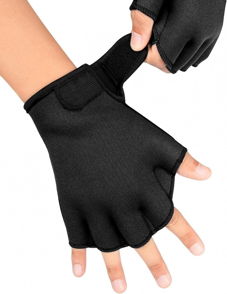 Large Size Webbed Swim Gloves with Adjustable Closure for Enhanced Performance