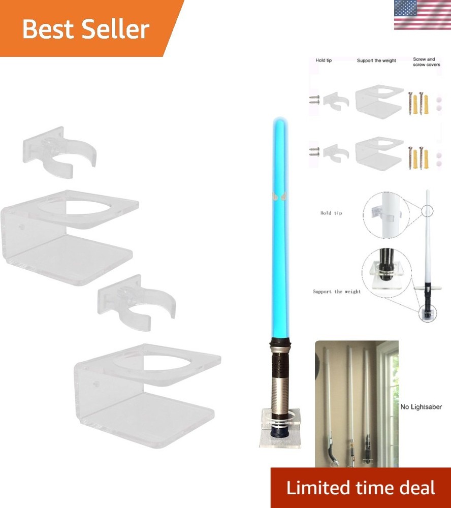 Vertical Clear Lightsaber Holder with Mounting Clips - 2 Pack, Easy Installation