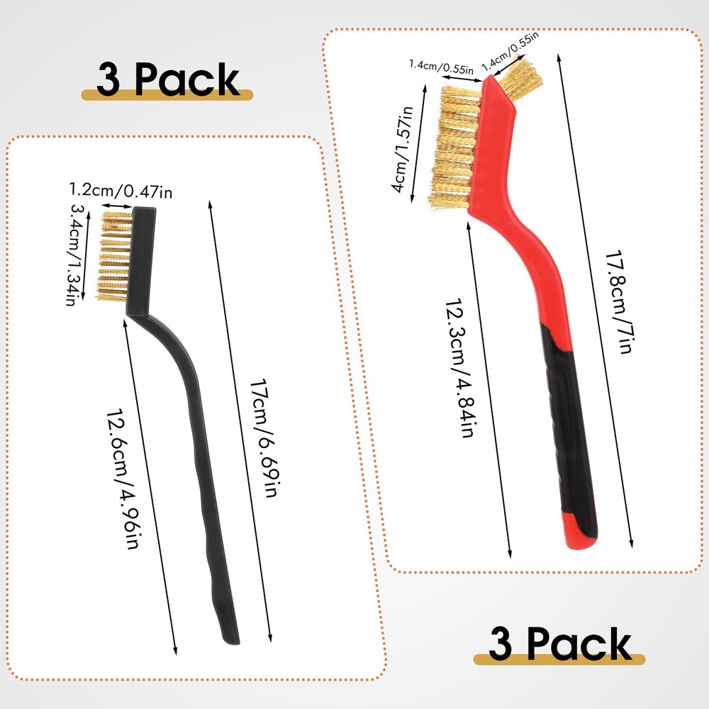 6 Pcs Small Wire Brushes Set for Cleaning Rust Scrub Paint Grout Removal