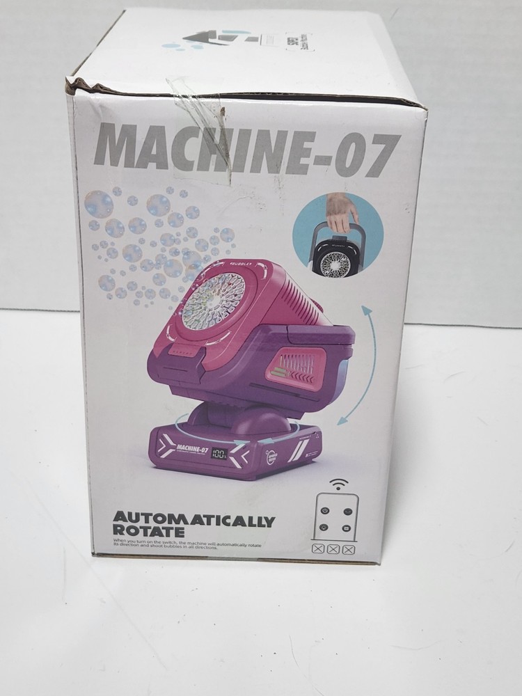 Auto Rotation RGB Bubble Machine Remote Control Rechargeable Kids Party Wedding
