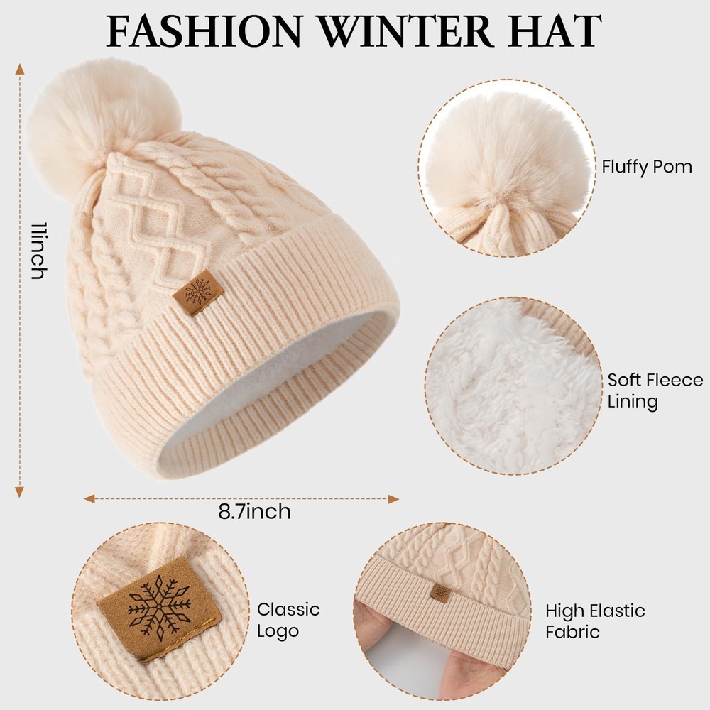 Winter Beanie Scarf Gloves Touchscreen Set