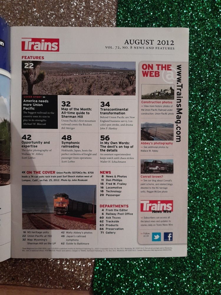 Trains Magazine Lot 7 Issues