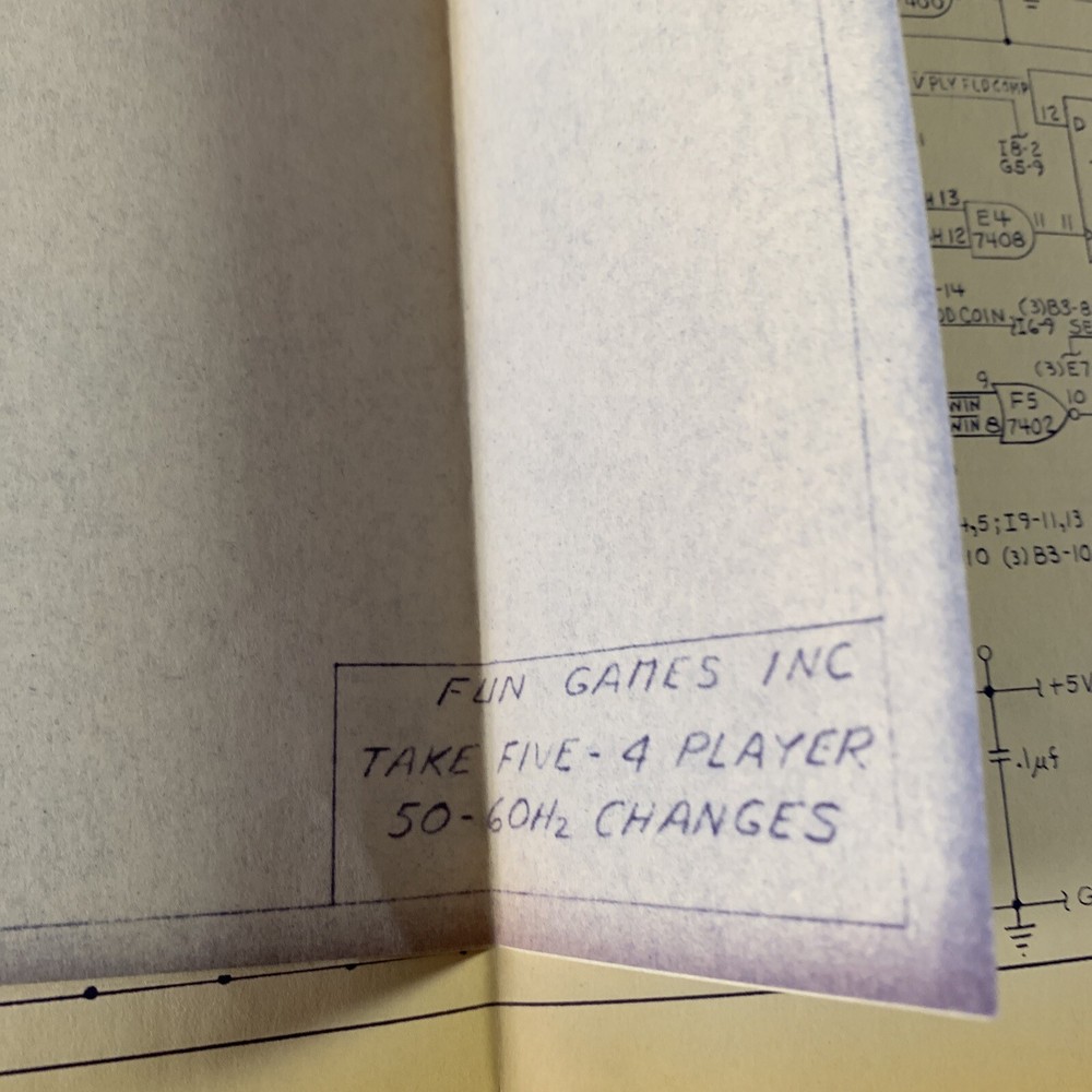 Original Take 5 Fun Games Schematic Only arcade Video game manual