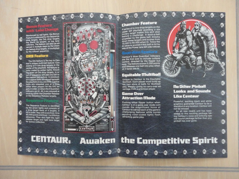 Bally Centaur Pinball Machine Flyer Magazine Pull Out Advertisement