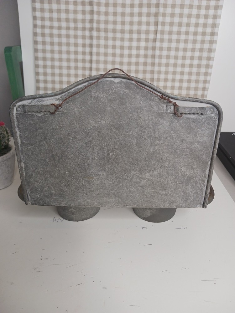 Authentic vintage galvanized steel double basin wall sink with original...