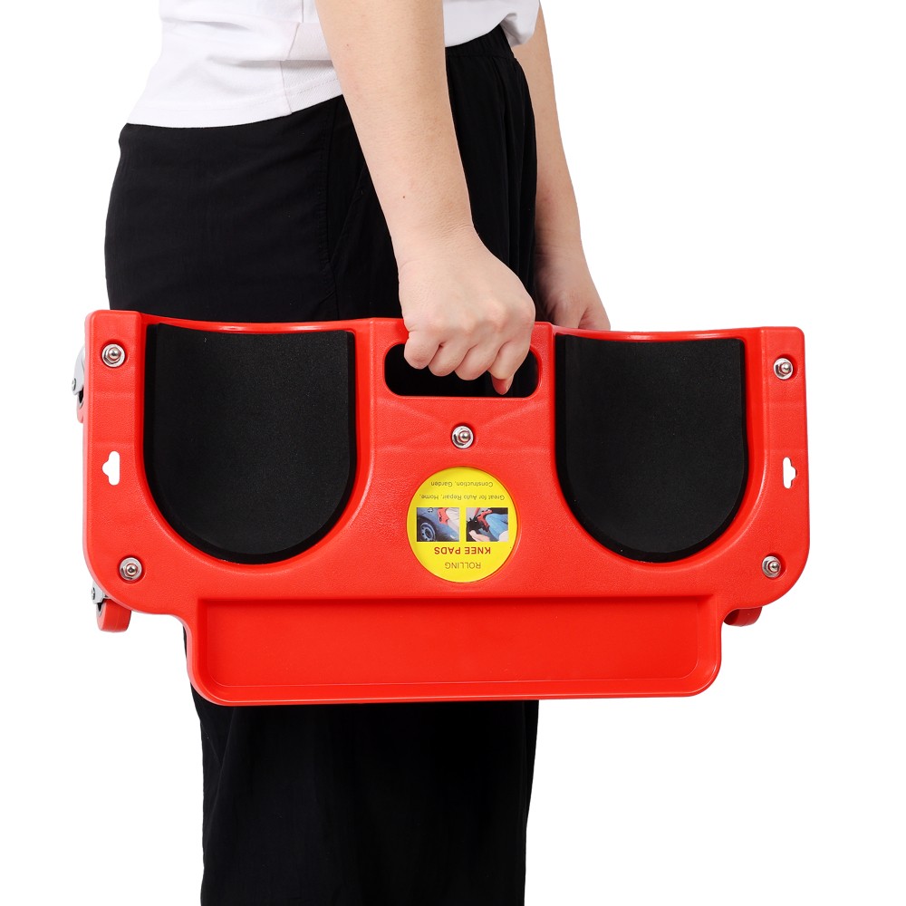 Rolling Knee Creeper w/ Tool Tray & 5 Casters for Garage, Workshop, Red