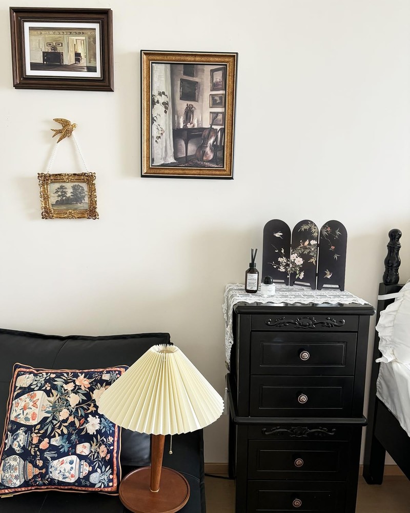 Mini Decorative Folding Screen, Flower and Bird Patterns Desktop Decorative S...