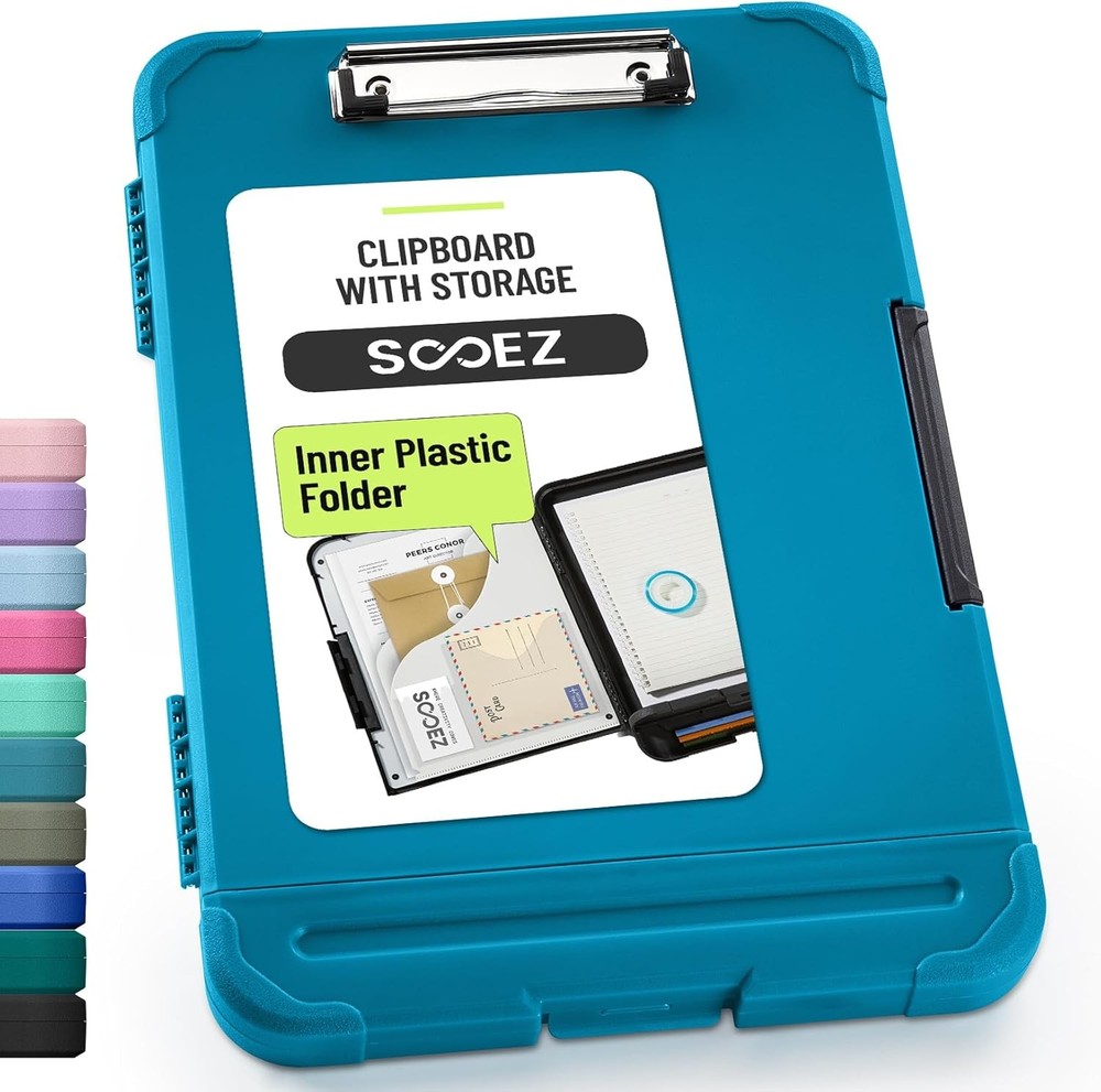 Reinforced Clipboard W/ Storage Inner Plastic Folder Attached Heavy Duty Plastic