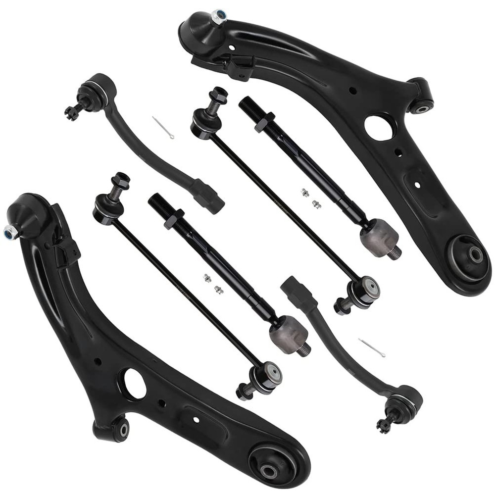 8pc Set Front Lower Control Arm And Ball Joint Inner Outer Tie Rod End Sway Bar