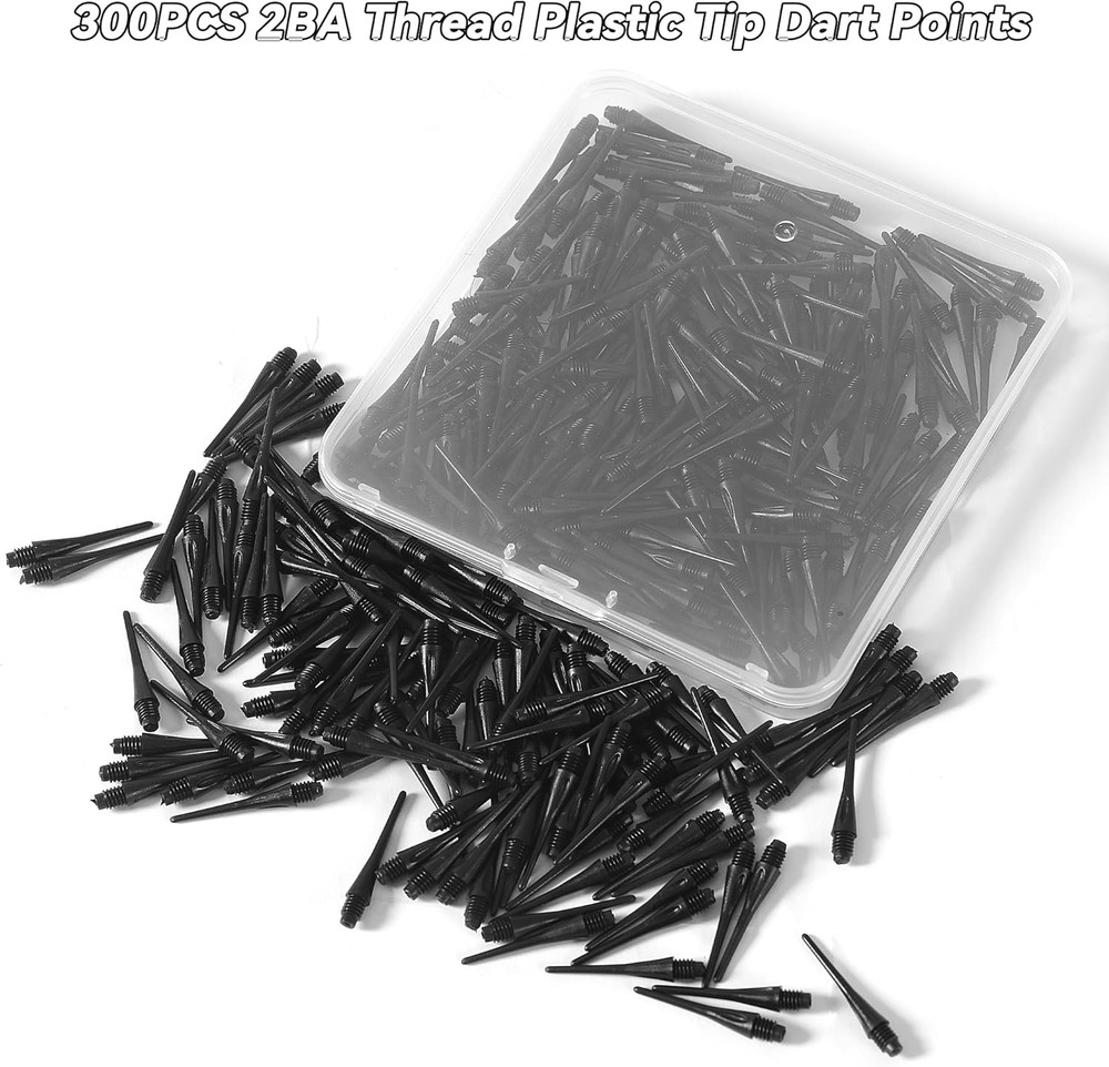 300 Pack 2BA Thread Plastic Tip Dart Points, Premium Soft Dart Tips Replacement,