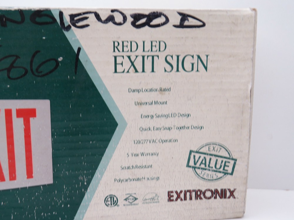 Exitronix VEX/U/BP/WB/WH Emergency LED Exit Light with Battery Back-Up 120/277V