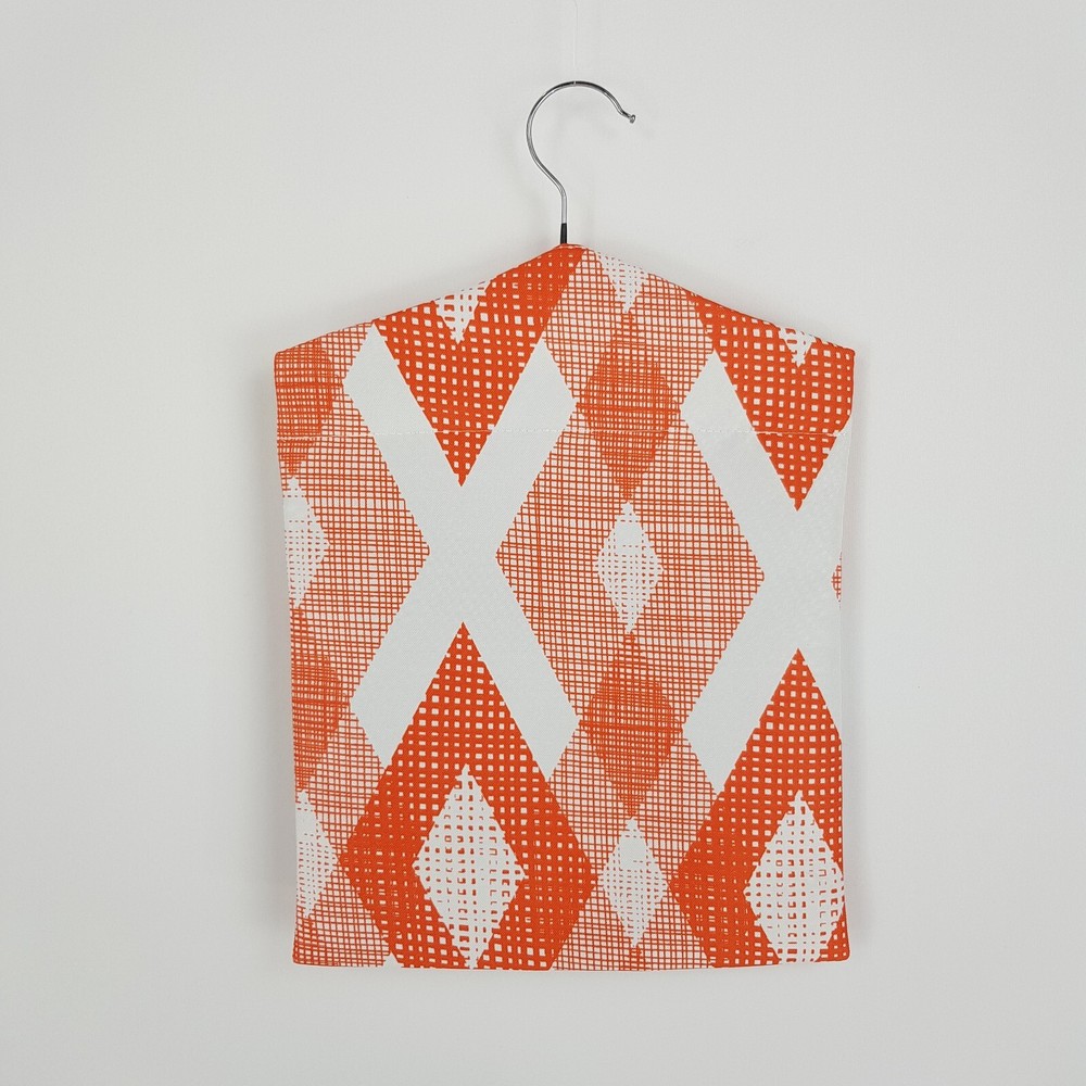 Peg Bag Handmade Orange White Diagonal Print Lined Laundry Clothes Peg Holder