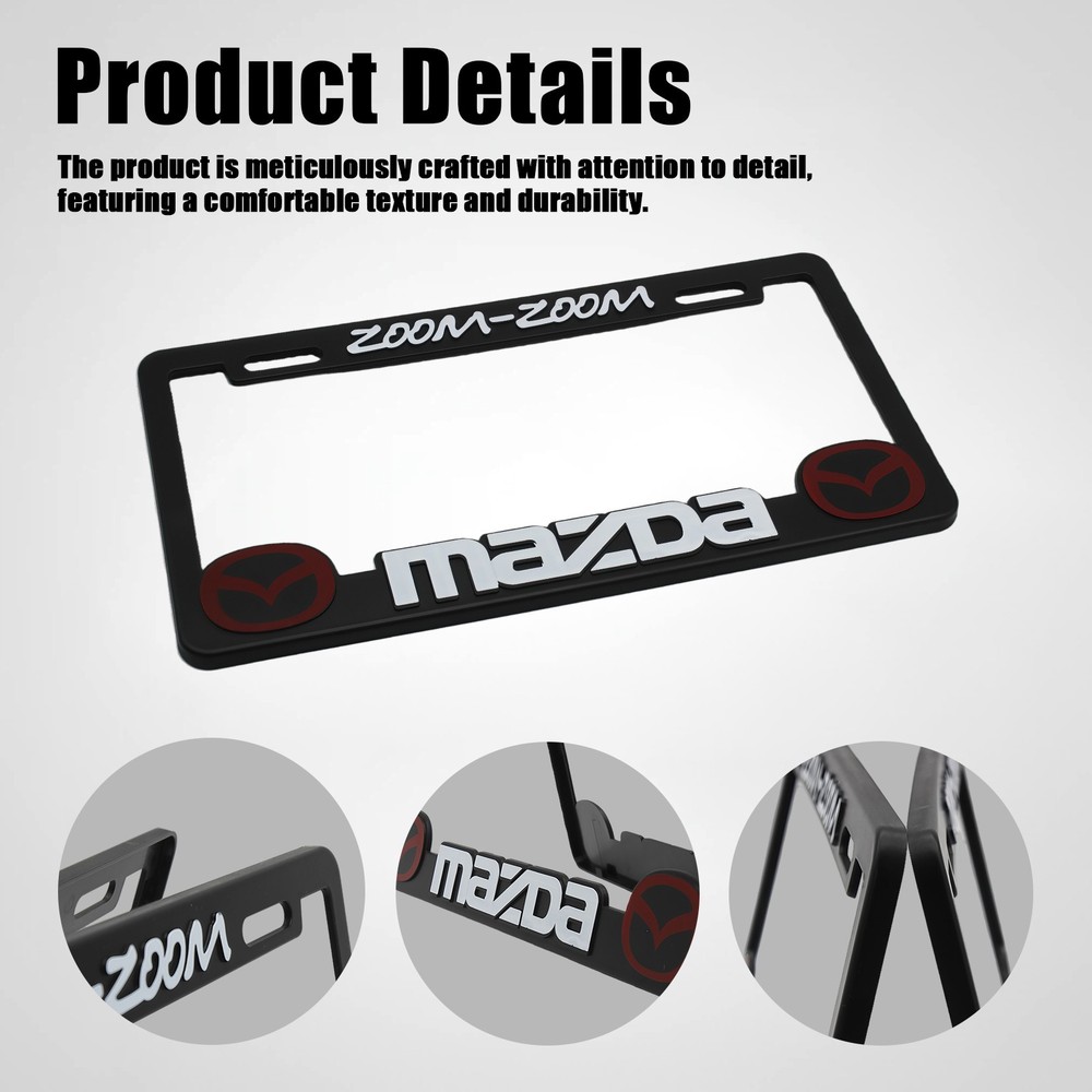 NEW 2pcs-Mazda-black Plastic license plate frame