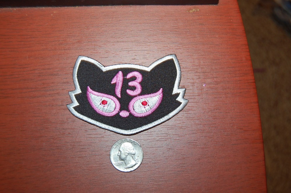Black Cat Pink Number 13 thirteen number 3" Patch