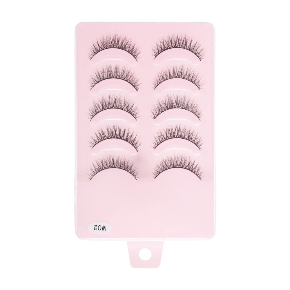 Natural False Eyelashes for Makeup Black W02 5 Pair