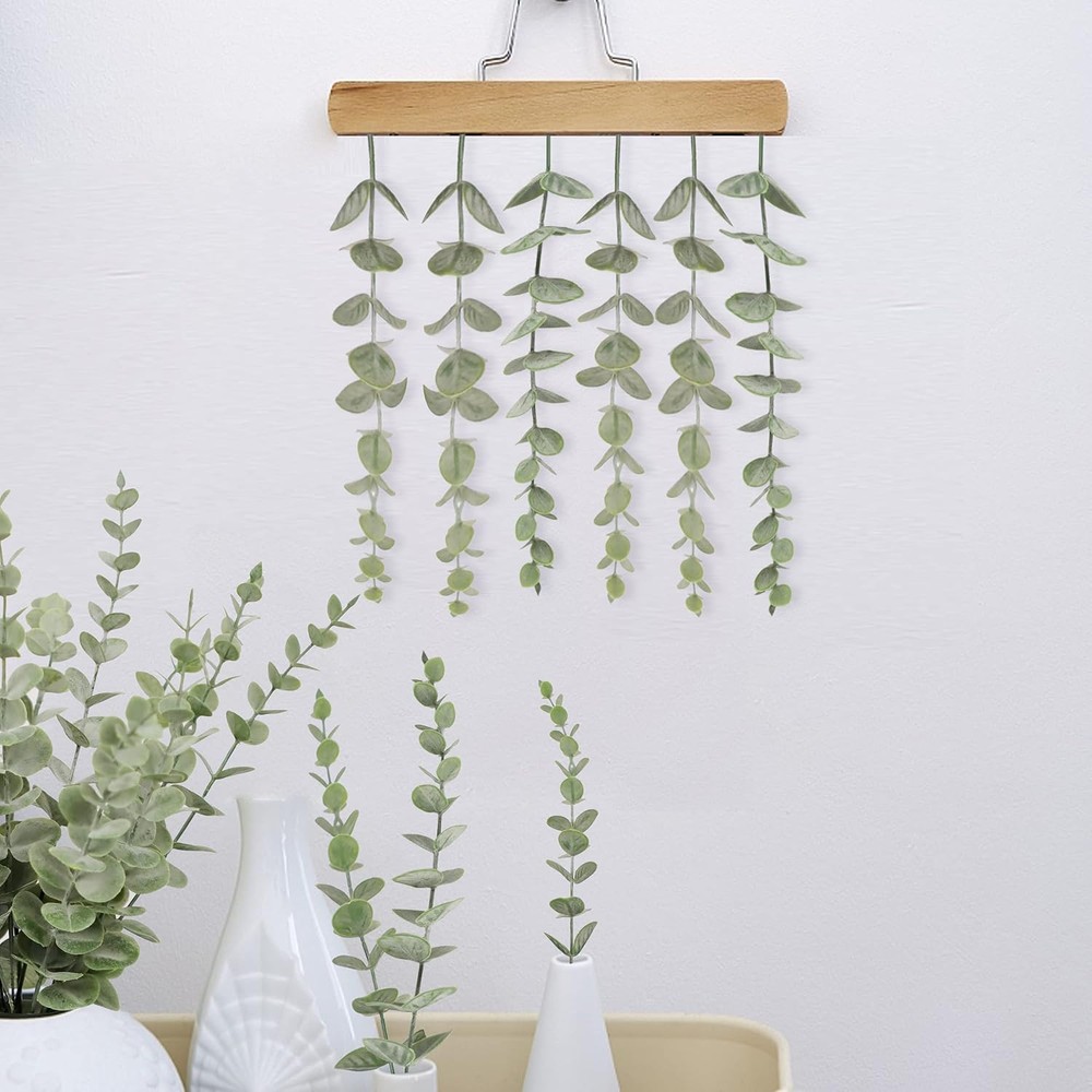 18pcs Eucalyptus Stems Artificial Leaves 18pcs, Green