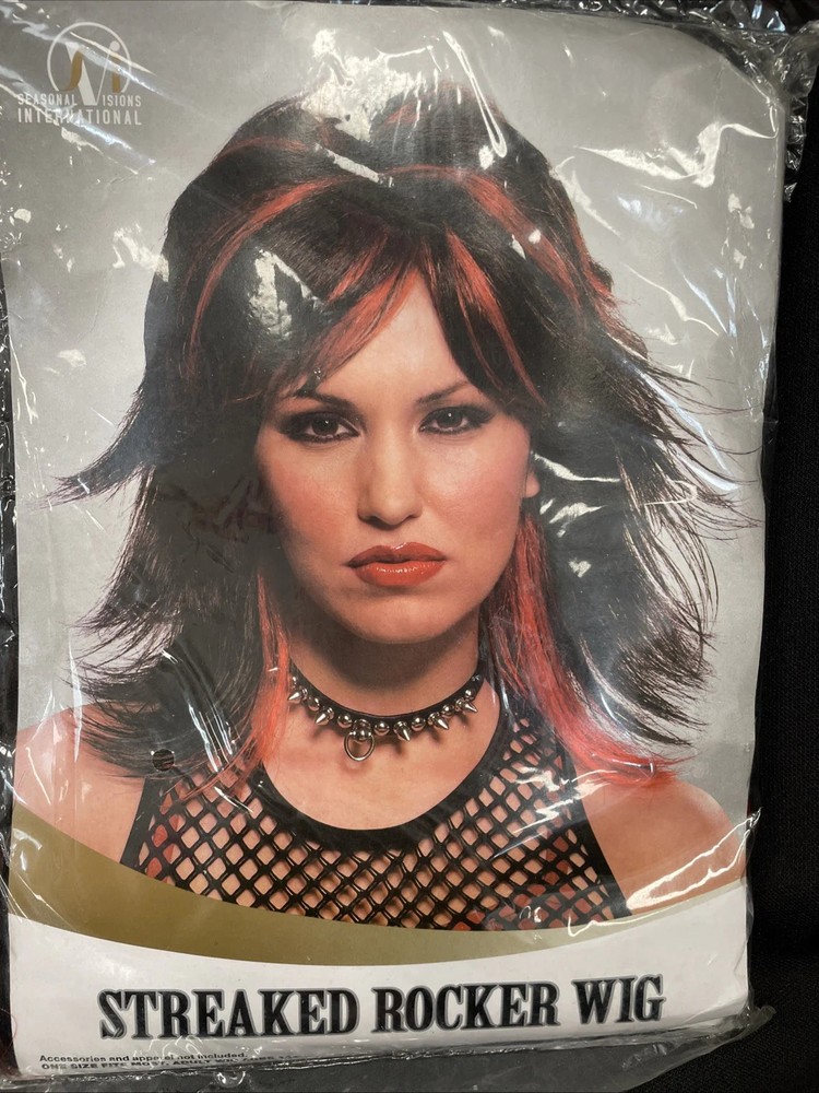 Rocker Unisex Black & Red Wig