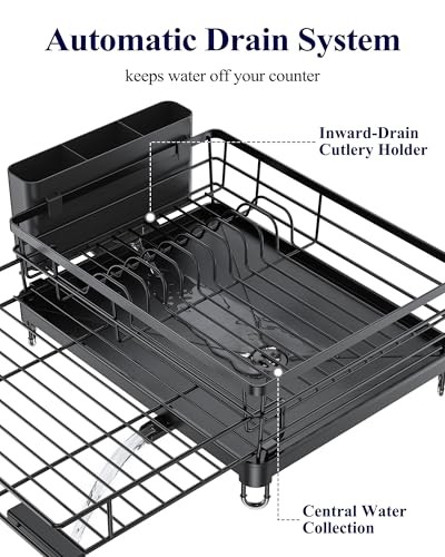 Extendable Dish Drying Rack - Rust-Resistant Dish Racks for Kitchen Counter