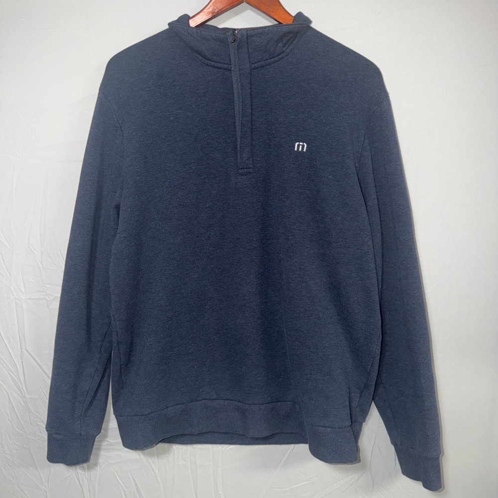 TravisMathew Cloud 2.0 Quarter Zip Pullover Mens Large Blue Golf Sweater