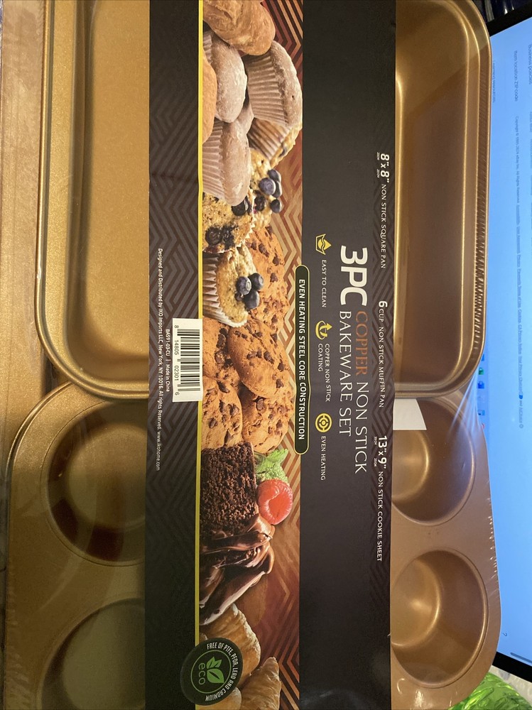 "Brand New" 3PC Copper Non Stick Bakeware Set