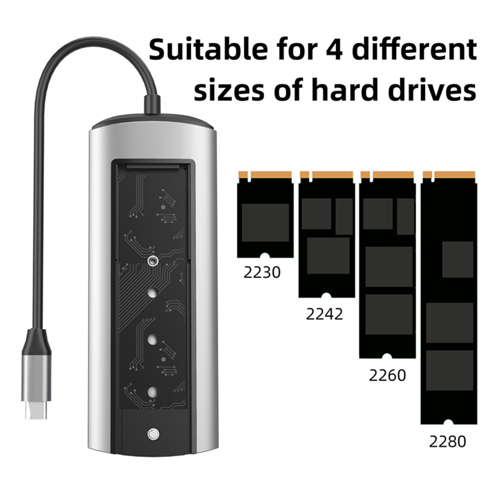 1Pcs 6 In 1 TYPE C TO HDMI USB3.0 SSD Enclosure USB HUB W/ Disk Storage Function