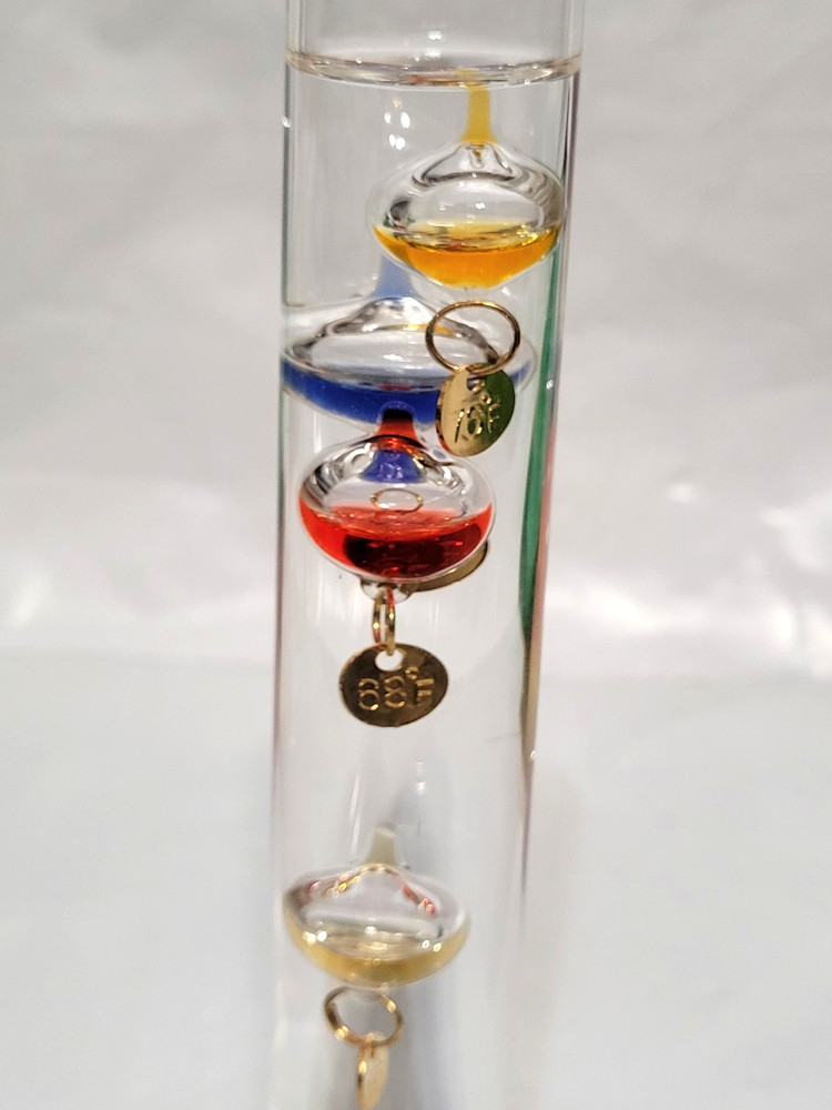 7" Tall Galileo Standing Thermometer desktop / table, 4 bulbs