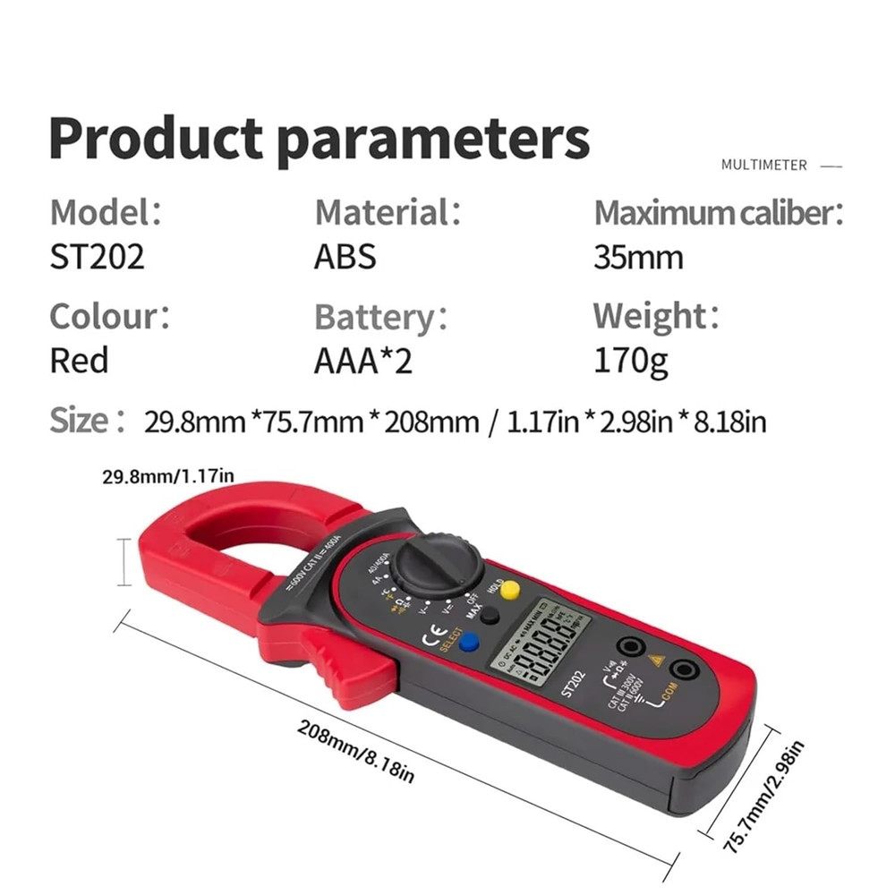 ST202 Smart AC Current Voltage Clamp Multimeter Pliers Ammeter Testers Amperomet