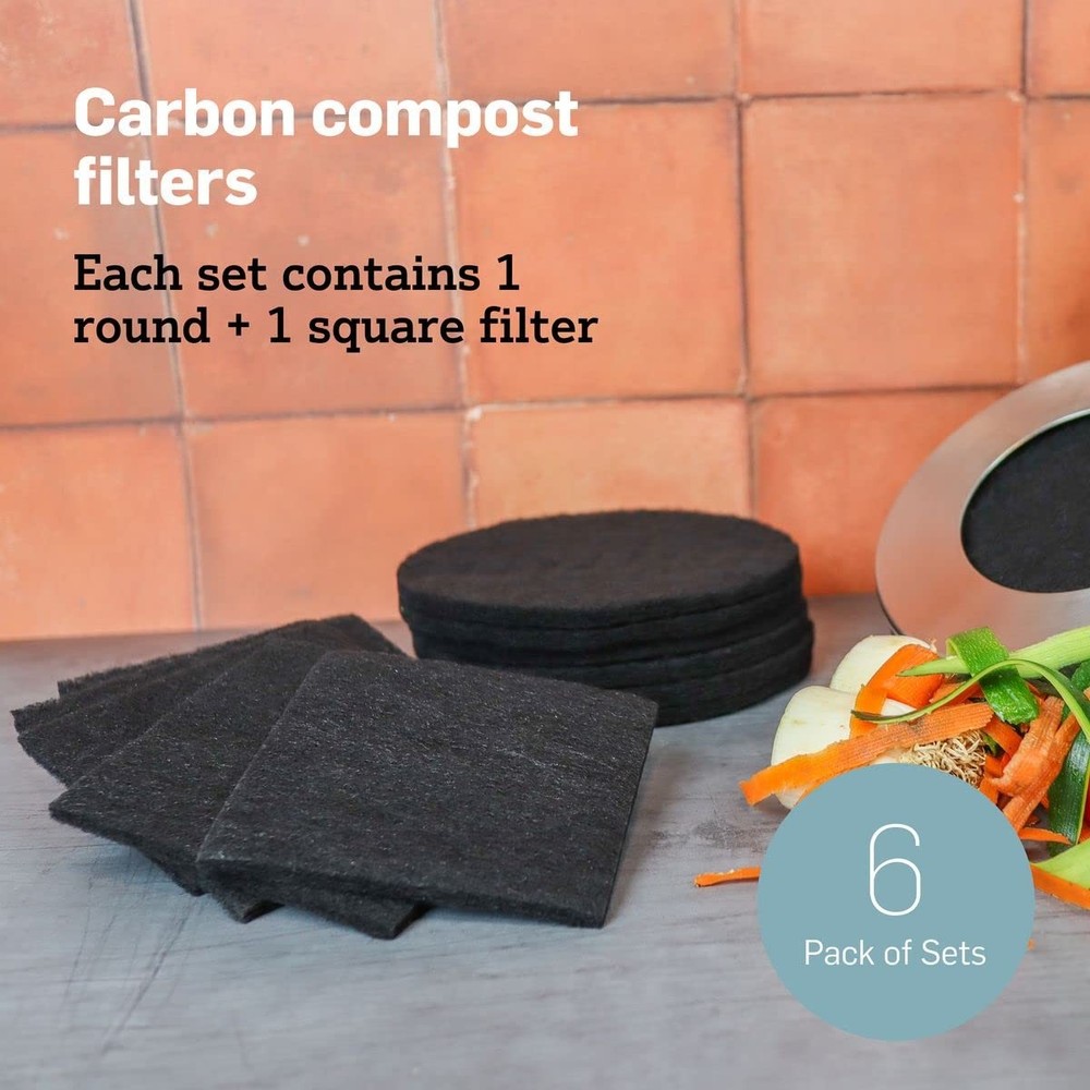 Epica 12 Pack Charcoal Filter Replacement for Countertop Compost Bin | Black