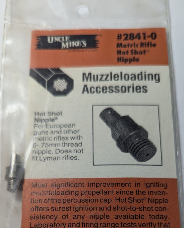Uncle Mike's Metric Rifle Hot Shot Nipple 2841-0 6-.75mm Thread Muzzleloading