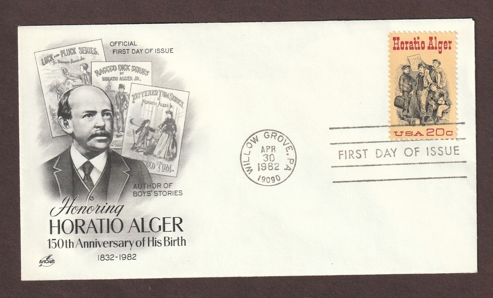 US, first day cover, FDC, #2010, Horatio Alger, 1982