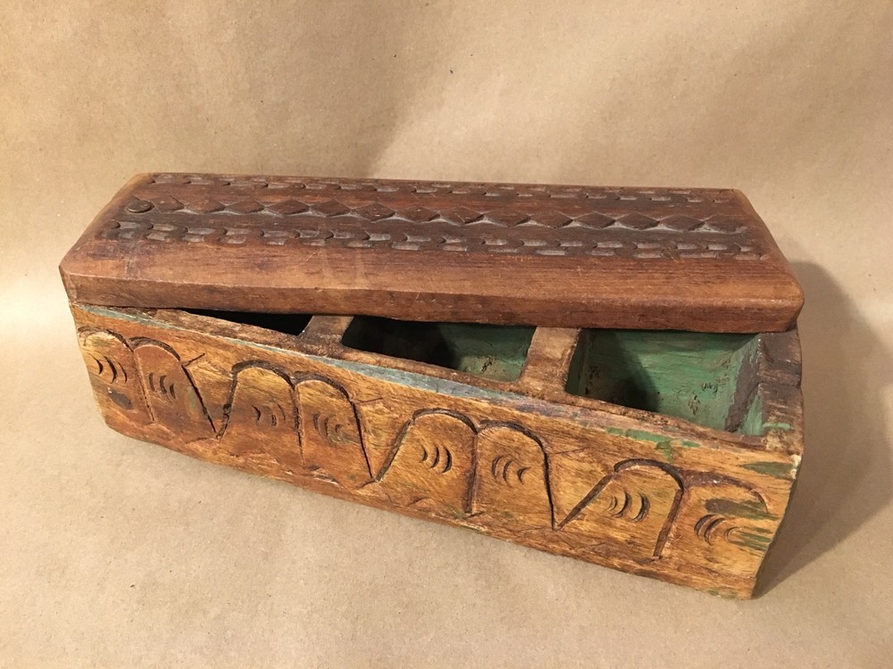 Antique Hand Carved Spice Box