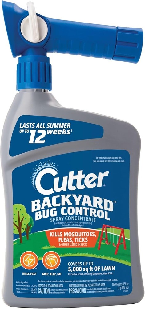 Cutter Backyard Bug Control Spray Concentrate w/Hose End Sprayer 32 fl oz