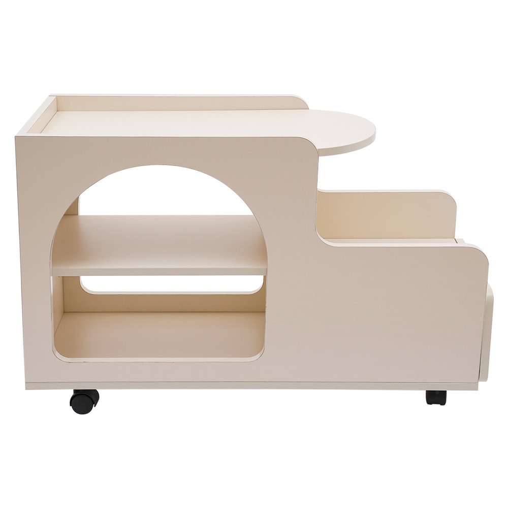3-Tier Mobile Trolley Sofa Side Table Rolling Cart Storage Organizer with Wheels