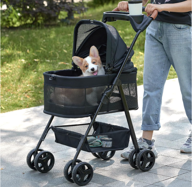 Portable Durable Pet Stroller for Small To Medium Dogs and Cats Foldable Design