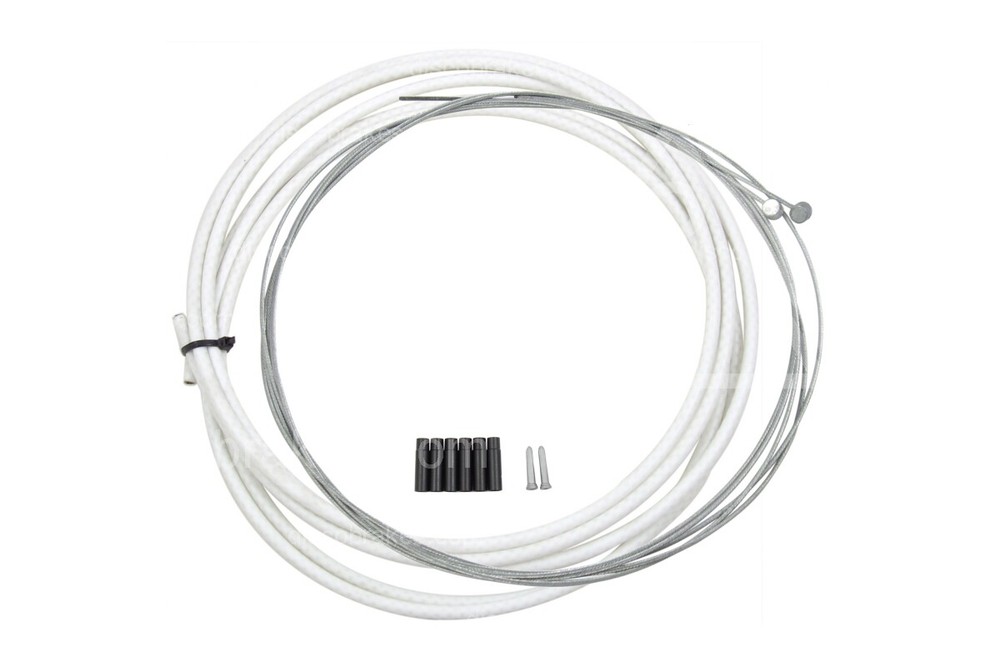 Full Brake Cable Set Front & Rear White 3m Outer 2x Inner, End Caps Ferrules