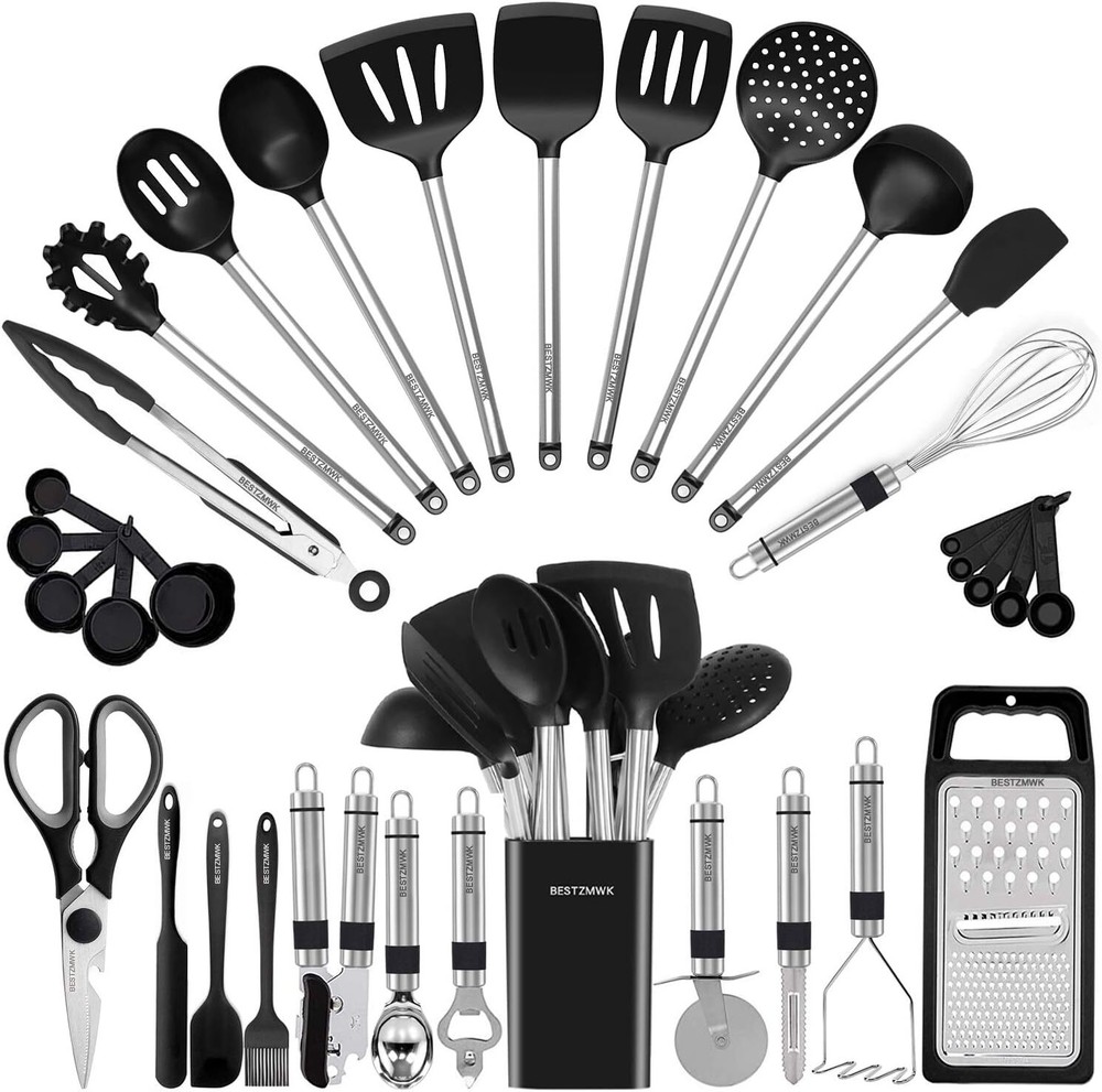 Kitchen Utensils Set - Silicone Cooking Tools - 33 Kitchen Utensils and Spoons