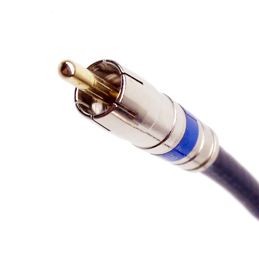50ft Black RCA Audio Cable, Solid Copper Core 18AWG 75 Ohm, Subwoofer Coax Cable