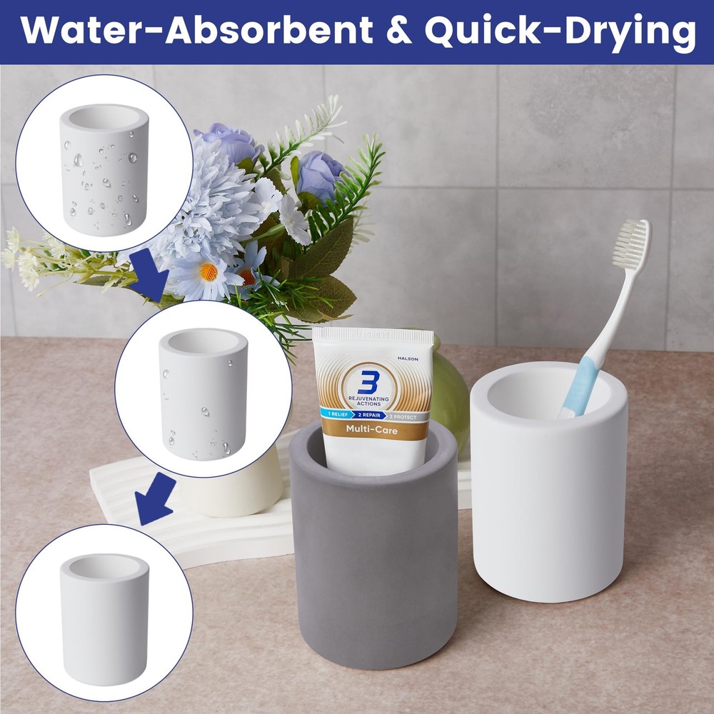 Drying Stone Toothbrush Holder, Diatomite Holders for Dark Grey