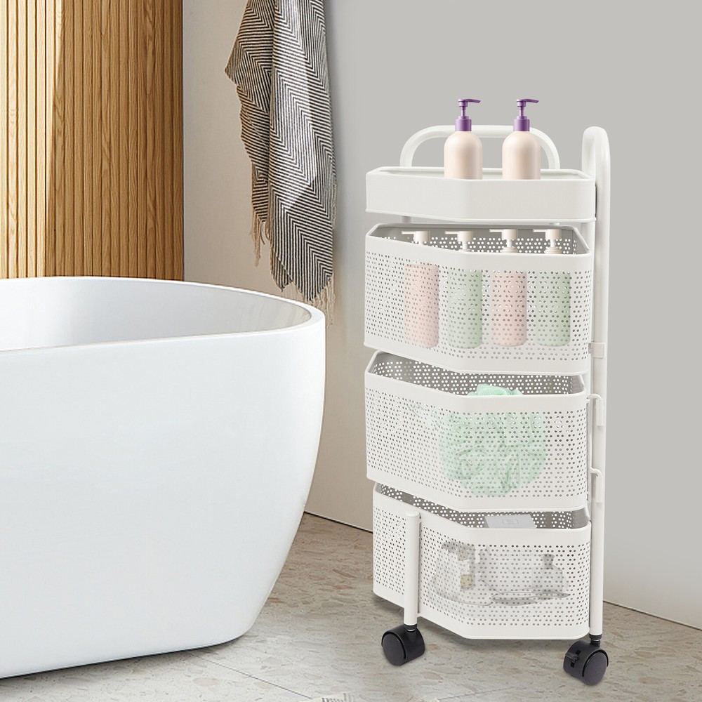 Rotating Storage Shelves Rack, 3-Tier Removable Basket Shelf Organizer