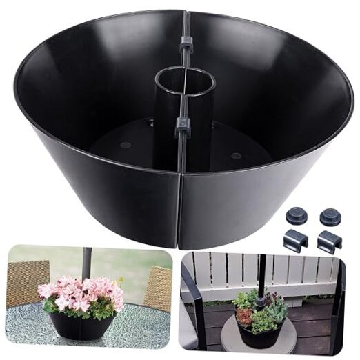 Umbrella Planters - Half Circle Planter Pots with Umbrella Hole - 1pack Black