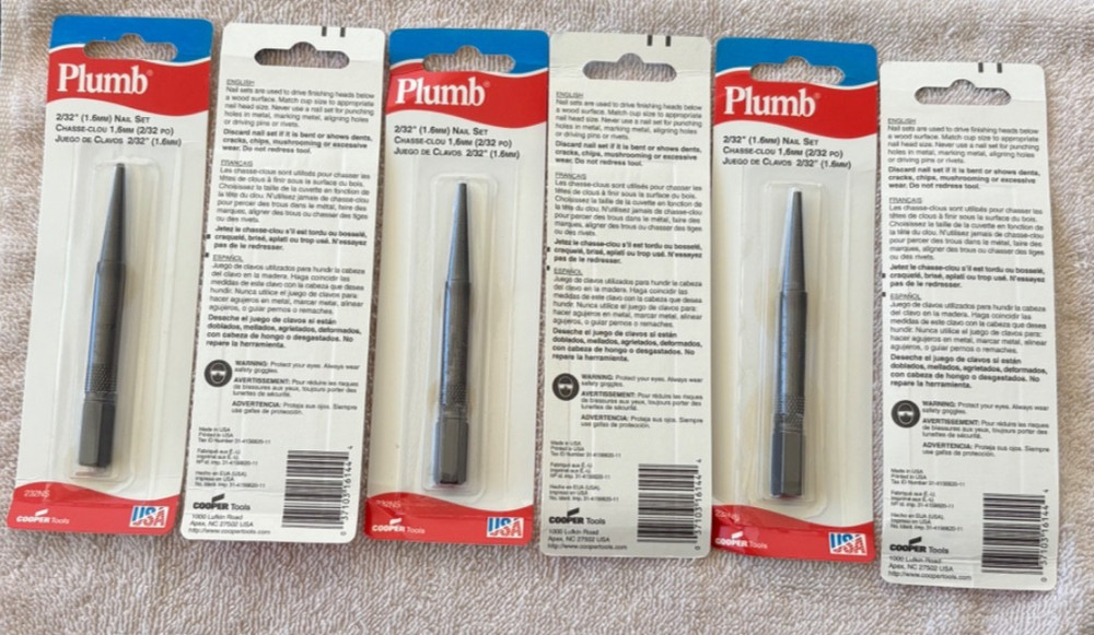 3 PIECES Plumb Nail Punch Set
