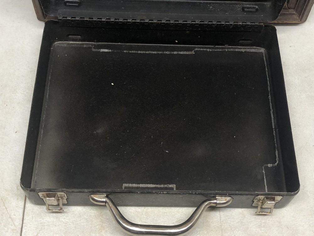 Vintage DeWalt Worn Black Metal Storage Tool Box Empty Carrying Case