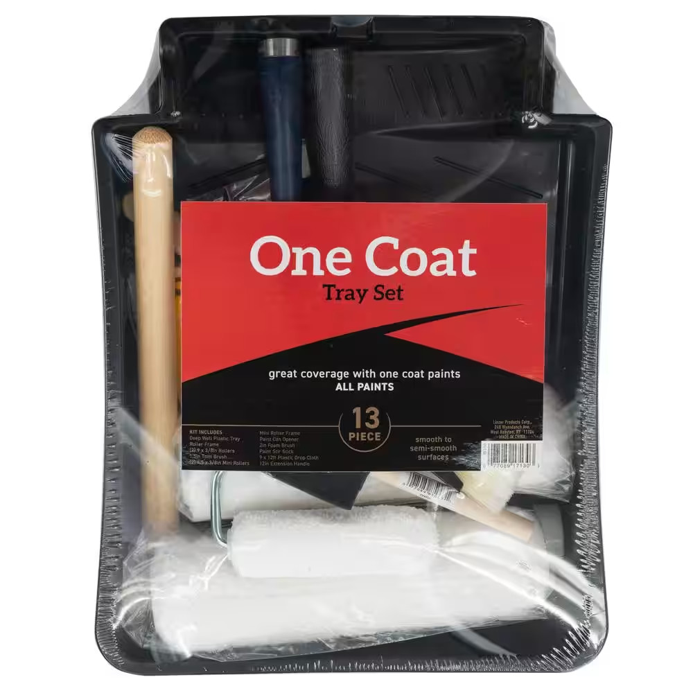 One Coat 13-Piece Microfiber Plastic Handled Paint Tray Set