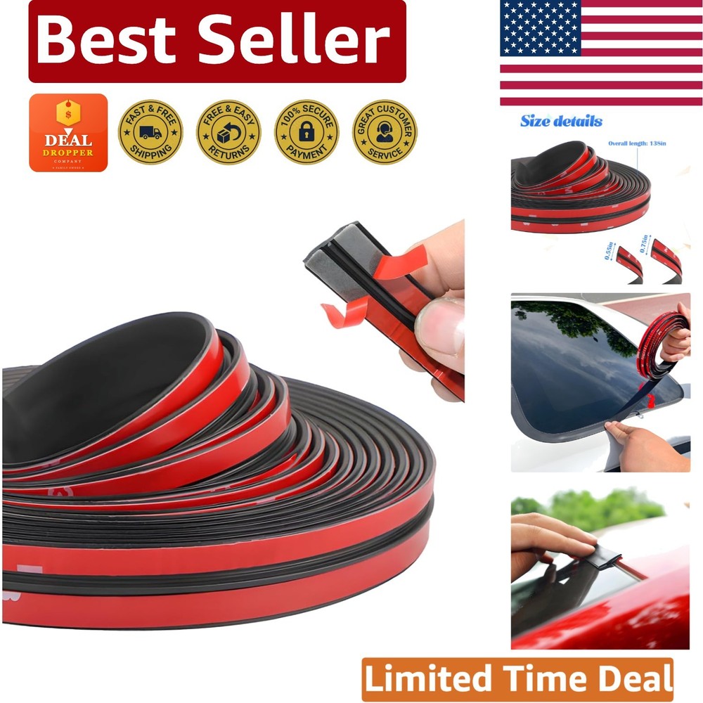 Durable Black Rubber Windshield Weather Stripping Set – 0.55'' & 0.74'' Widths