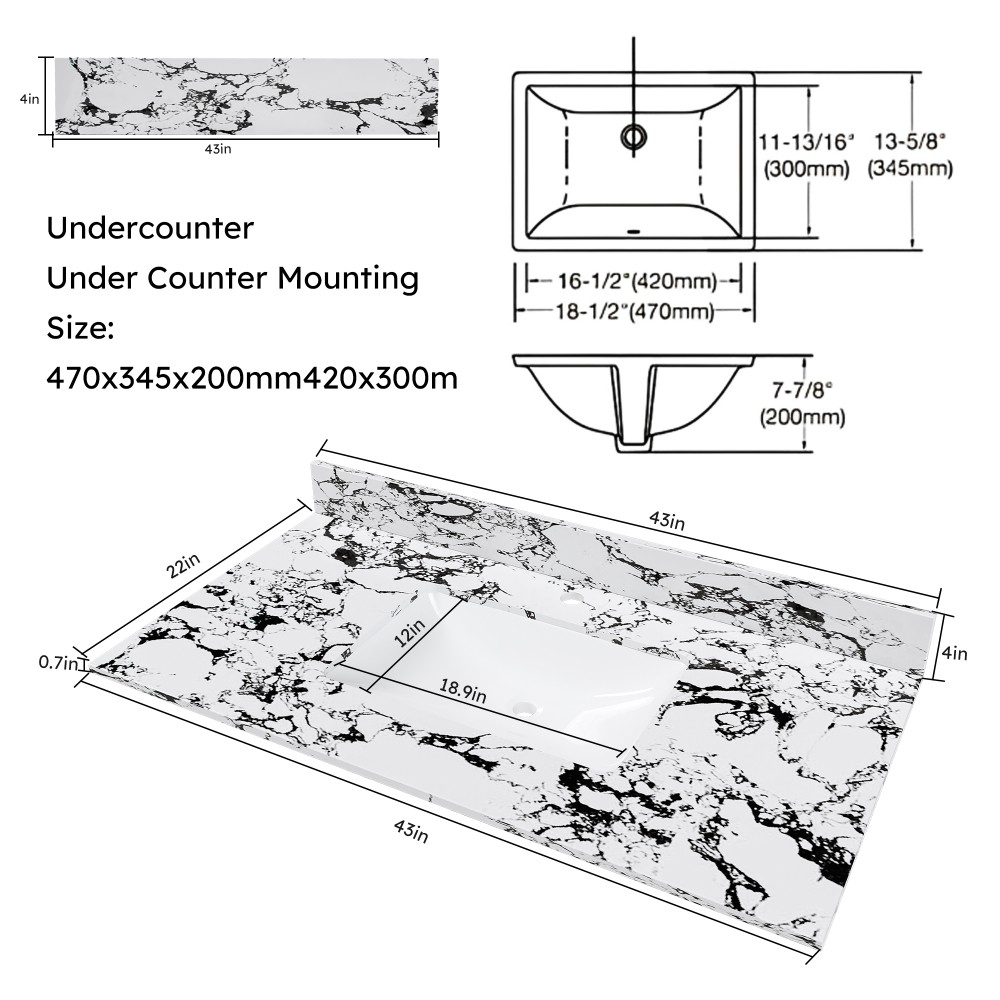 Bathroom Vanity Top W Undermount Ceramic Sink Only Bathroom Vanity Top