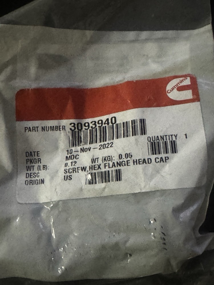 CUMMINS SCREW,HEX FLANGE HEAD CAP 3093940