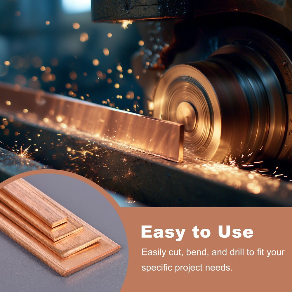 2Pcs Copper Flat Bar, 1/16" x 3/16" x 9'' C110 Solid Copper Bus Bar Stock