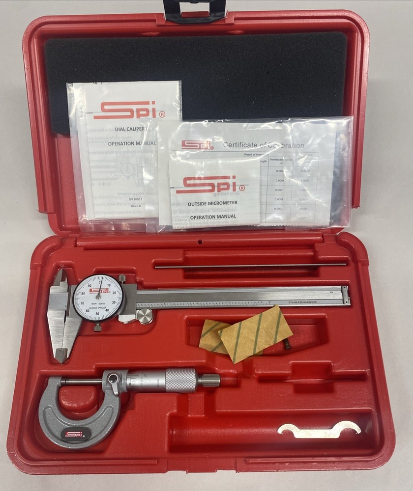 SPI 1” Micrometer, 6” Caliper & 6” Steel Ruler Kit