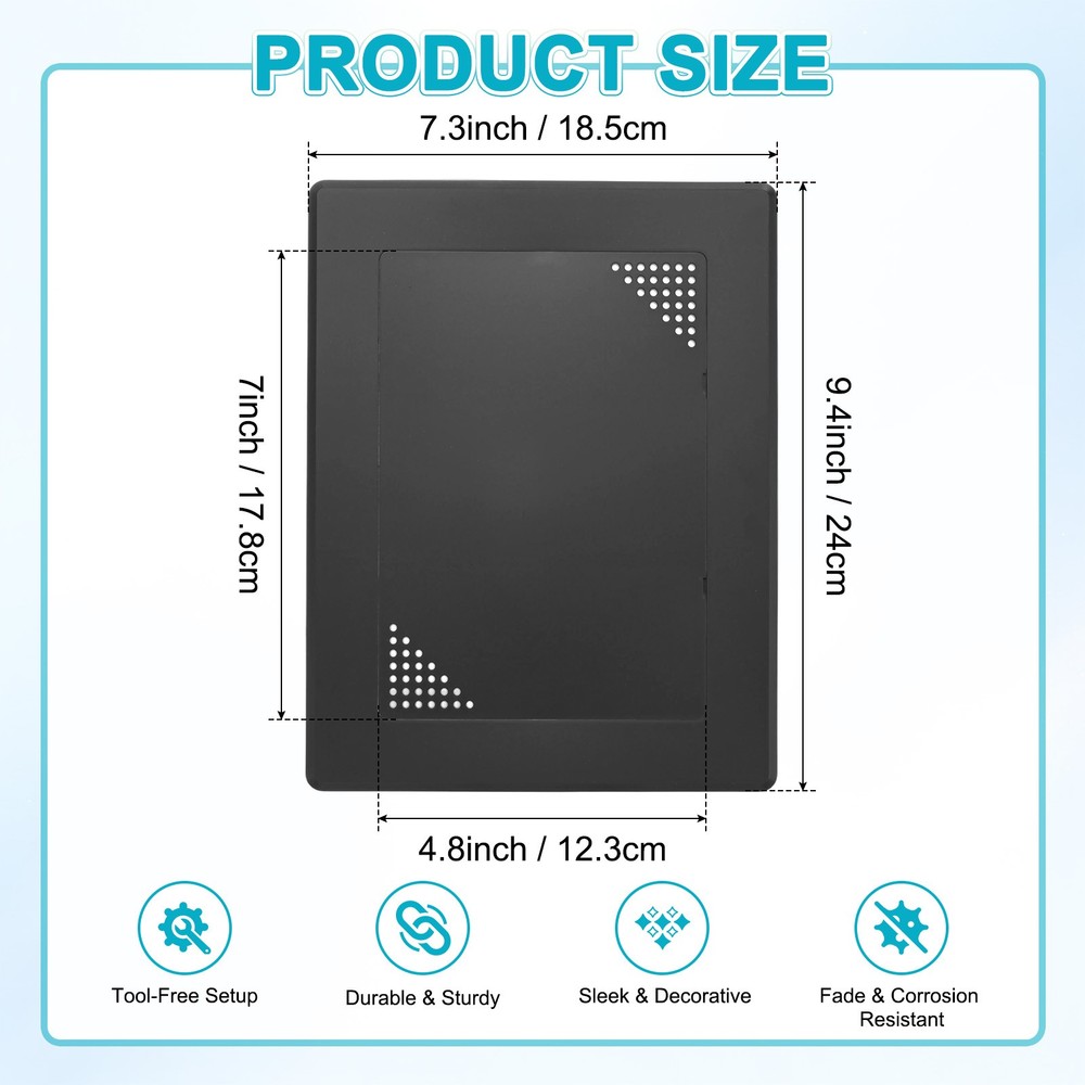 1-Pack Access Panel for Drywall, 7x5" Plastic [Black, Ventilated Rectangle]