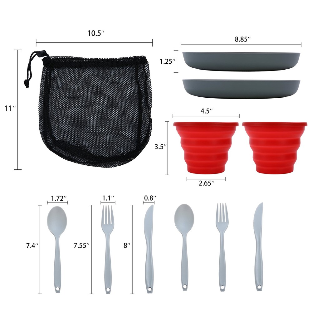 11-Piece Silicone Camping Mess Kit